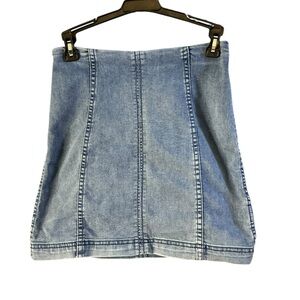 Free People | Seamed Denim Mini Skirt  Light Wash Festival 90s